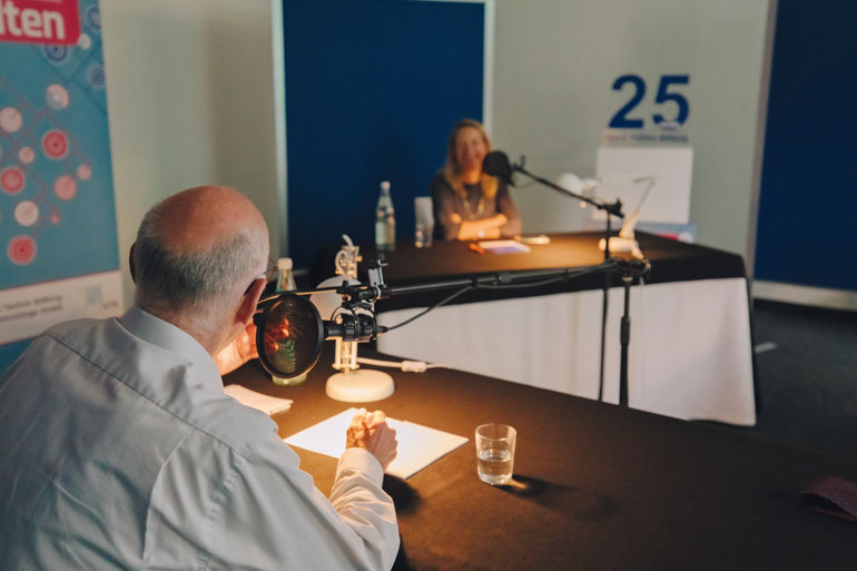 Norbert Lammert und Antje Boetius bei der Aufnahme zum Podcast „Treffen sich ­ Welten“